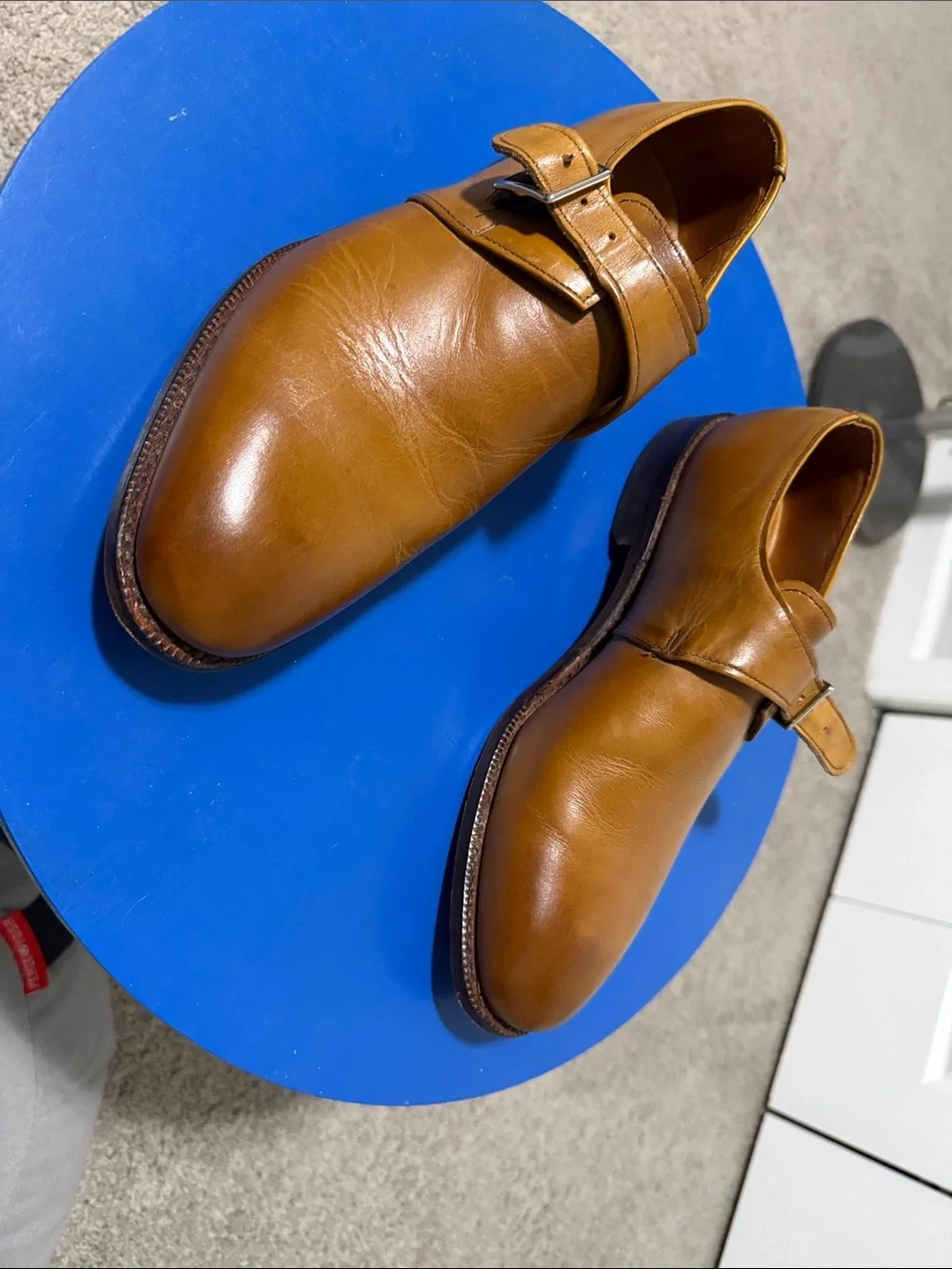 Allen Edmonds Tan Single Monk Strap Dress Shoes